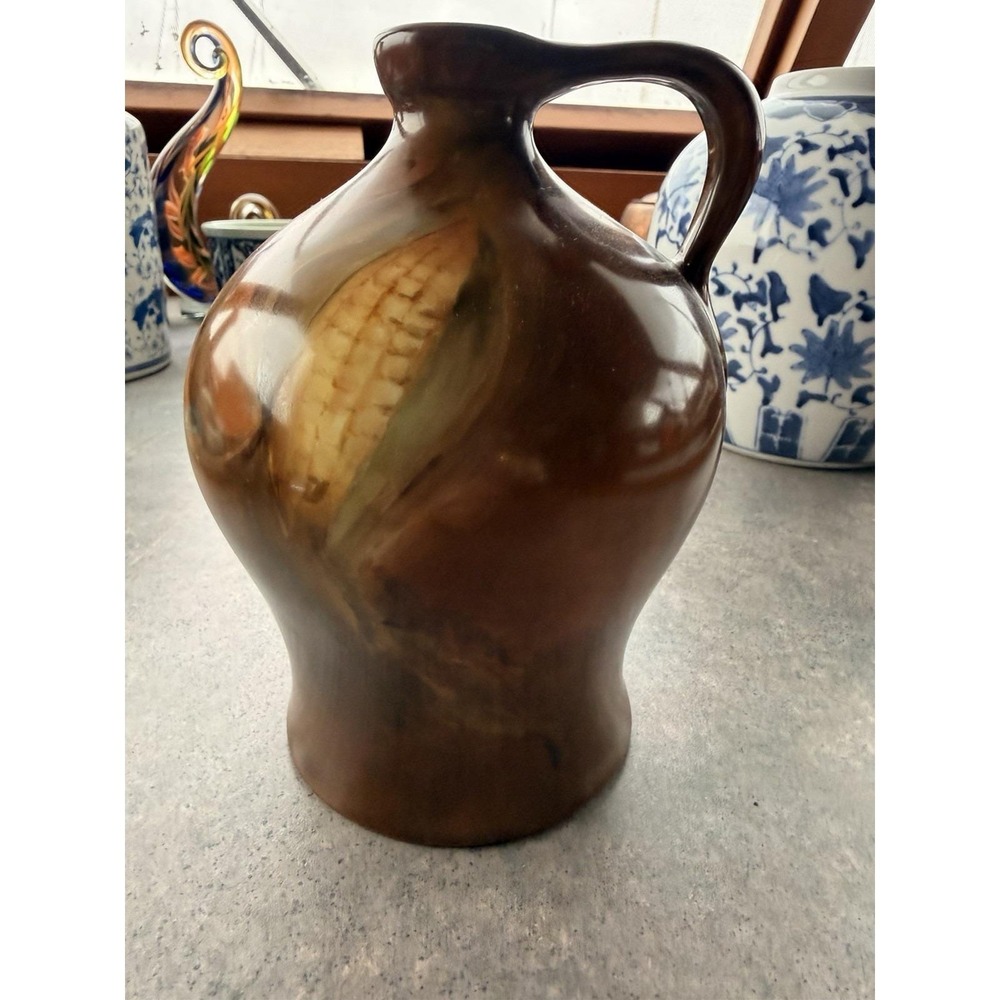 Antique Rosenthal RC Bavaria Porcelain Corn, Pitcher, Hand-Painted, Signed 8"